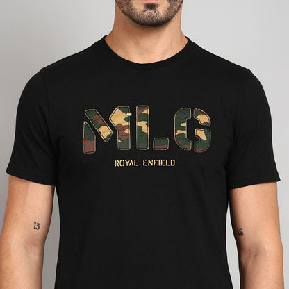 ROYAL ENFIELD MLG APPLIQUE T SHIRT BLACK