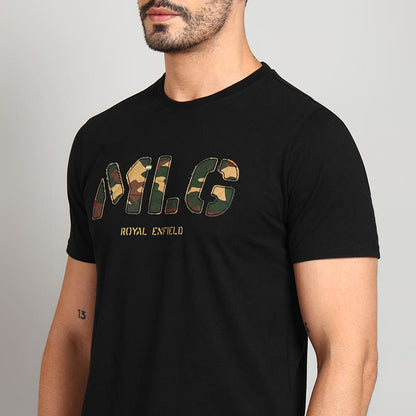 ROYAL ENFIELD MLG APPLIQUE T SHIRT BLACK