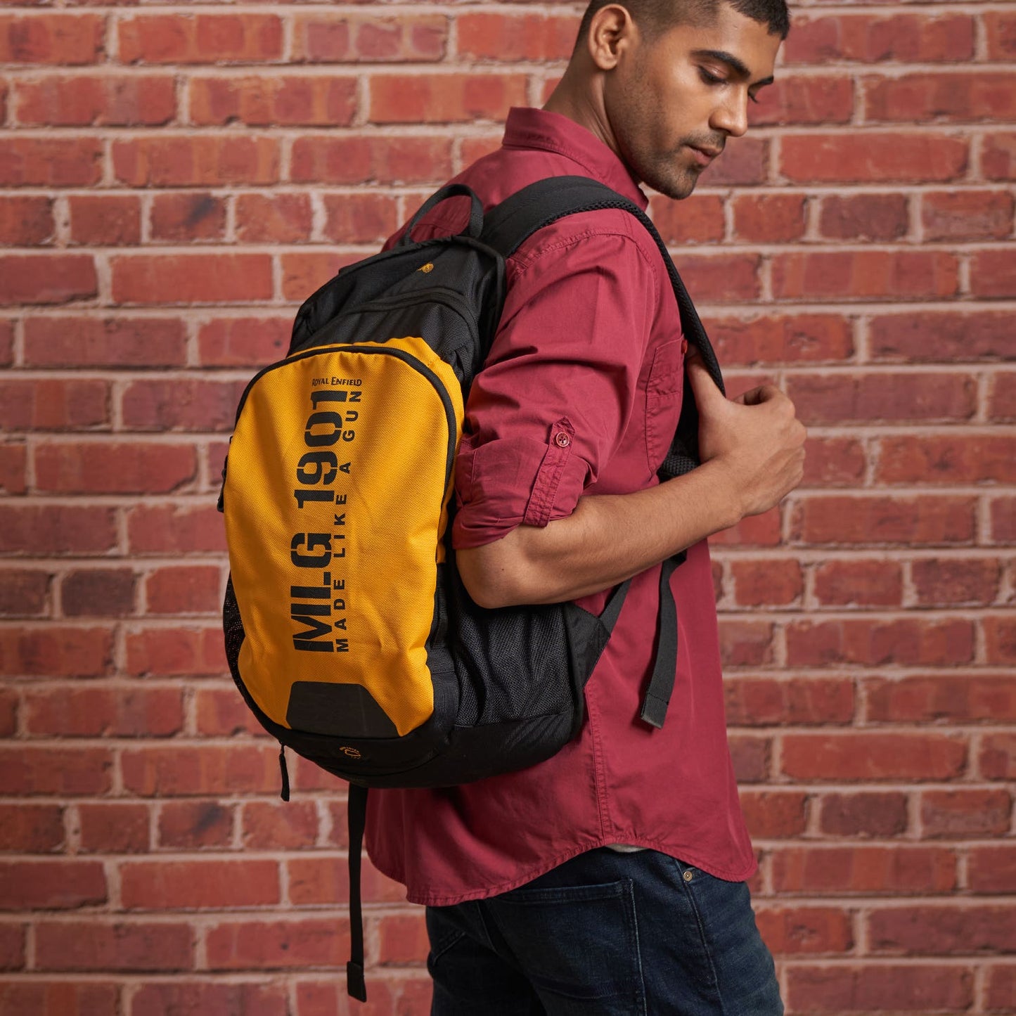 ROYAL ENFIELD MLG LIFESTYLE BACKPACK BLACK YELLOW