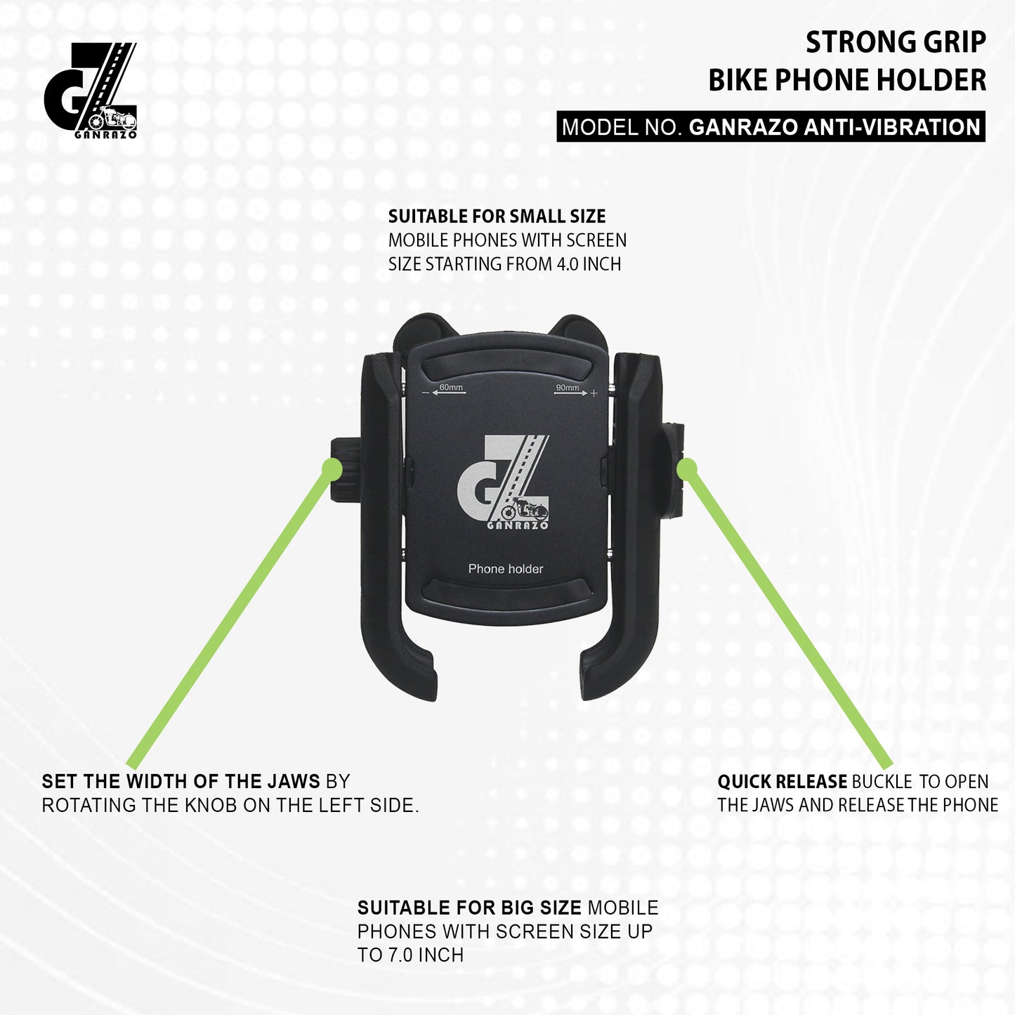 GZ Anti Vibration Damper with Quick Release 360° Rotation Waterproof Bike/Motorcycle/Scooter Mobile Phone Holder, Stand, Mount Ideal for Maps and GPS Navigation