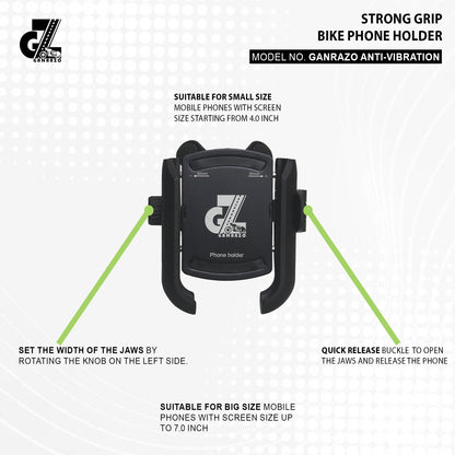 GZ Anti Vibration Damper with Quick Release 360° Rotation Waterproof Bike/Motorcycle/Scooter Mobile Phone Holder, Stand, Mount Ideal for Maps and GPS Navigation