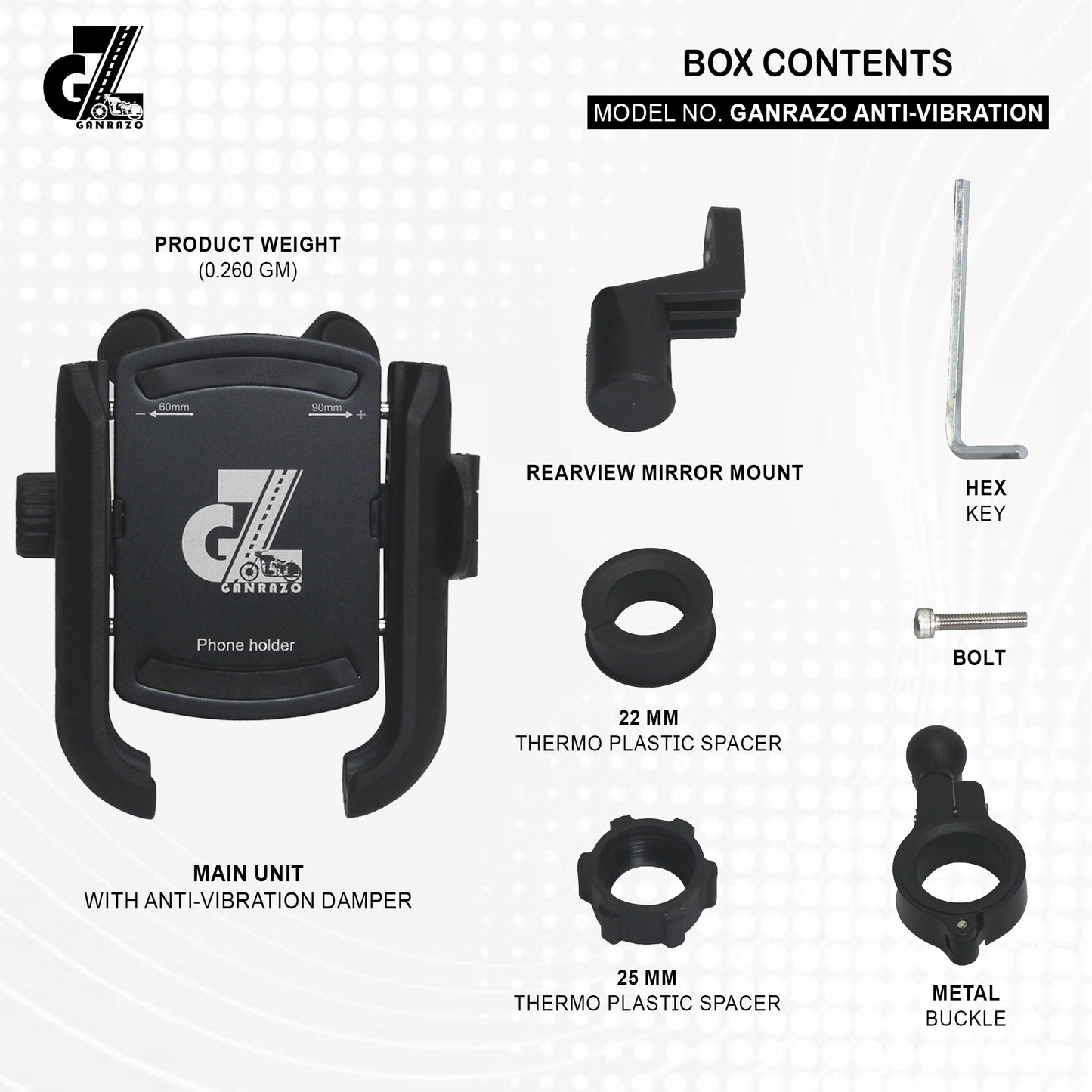 GZ Anti Vibration Damper with Quick Release 360° Rotation Waterproof Bike/Motorcycle/Scooter Mobile Phone Holder, Stand, Mount Ideal for Maps and GPS Navigation