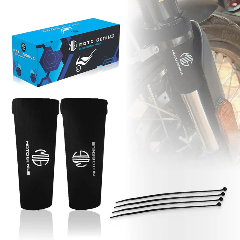 Universal Motorcycle Front Fork Seal Covers Black Waterproof Fabric, Dust & Dirt Protection for Fork Seals