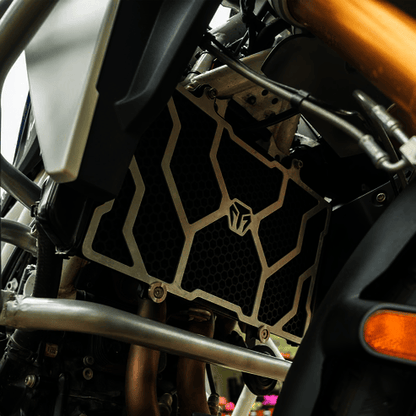 MOTO TORQUE SPYDER RADIATOR GUARD ALUMINIUM & MILD STEEL COMBO FOR BMW F450 GS