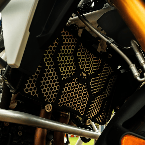 MOTO TORQUE SPYDER RADIATOR GUARD MILD STEEL & STAINLESS STEEL COMBO FOR BMW F450 GS