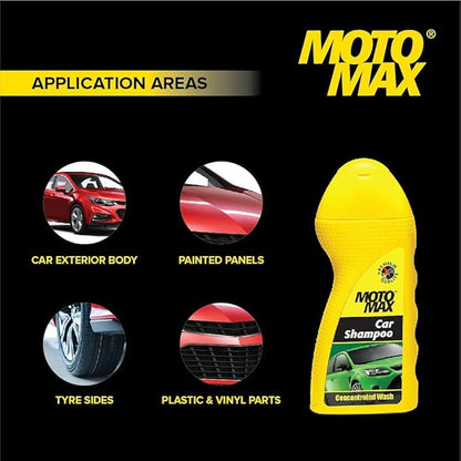 Motomax Car & Bike Shampoo 100 ml Concentrate Liquid  Removes Tough Stains, Cleans and Shines Cars, Bike, Motorbikes,Long lasting Gloss