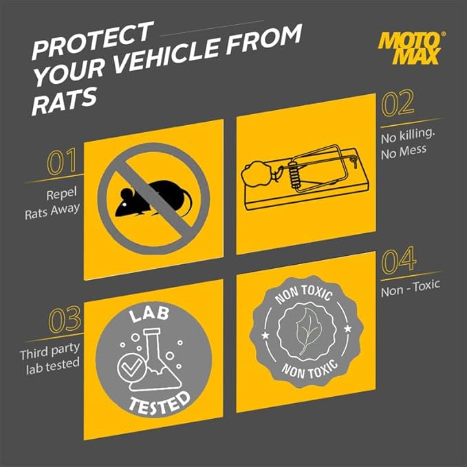 Motomax Rat Repellent Spray 100 ml Protection for Engine parts & wires, Wheel Arch