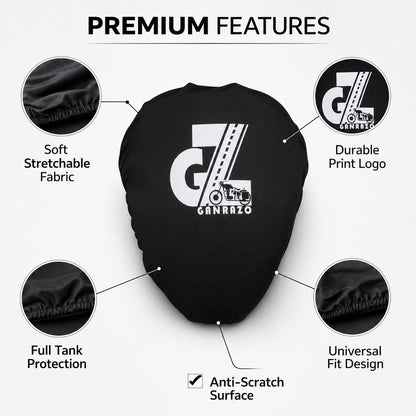 Motorcycle Fuel Tank Cover - Premium Elastic Dustproof & Scratch-Resistant Protector for New Classic, Bullet, Meteor, Goan Classic, Old Classic, Bullet 350 All Models, Black