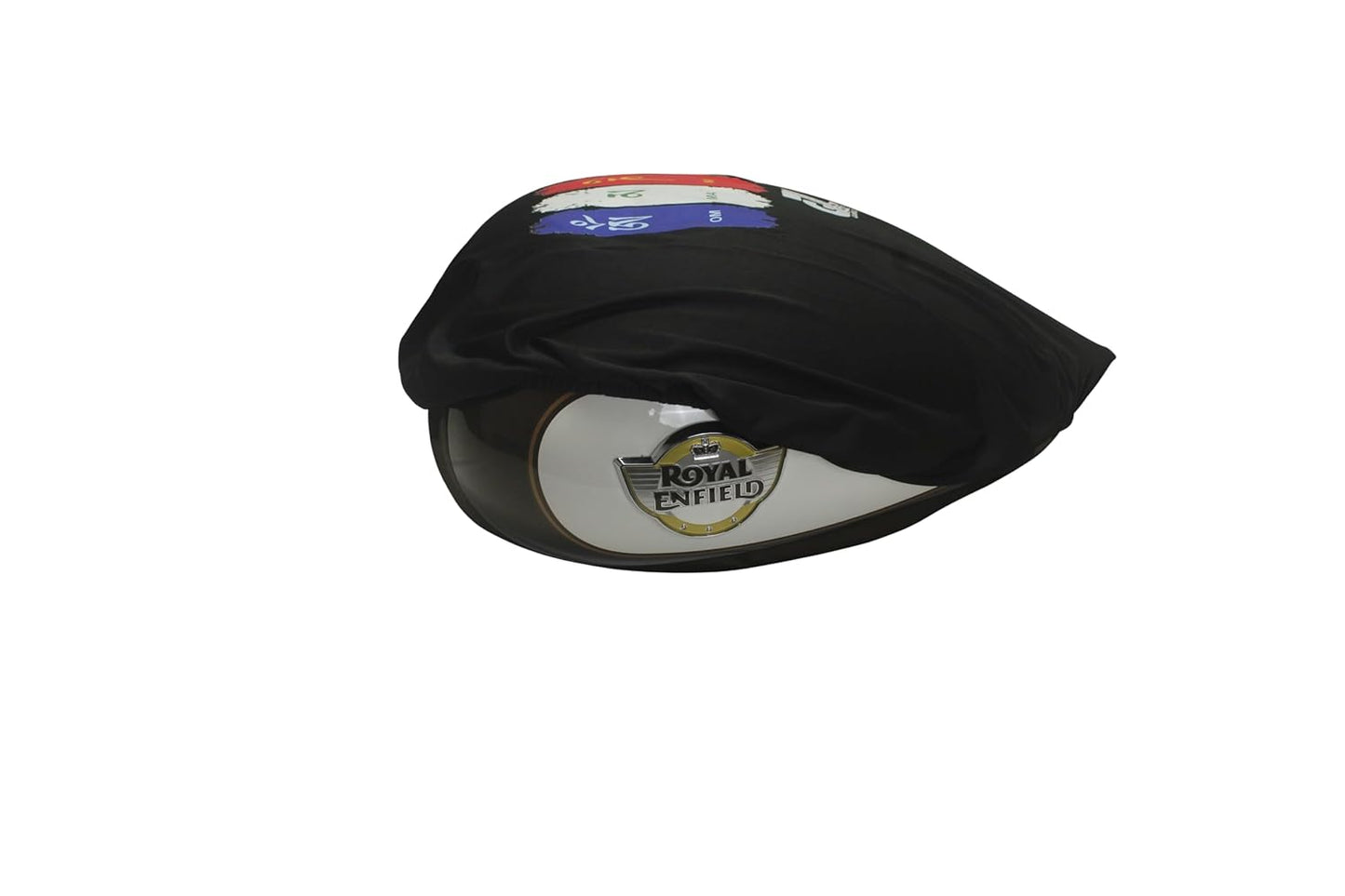 Motorcycle Fuel Tank Cover - Tibetan Prayer Flag, Spiritual Design & Scratch-Resistant Protector for Old/New Classic, Bullet, Meteor, Goan Classic 350 All Models, Black
