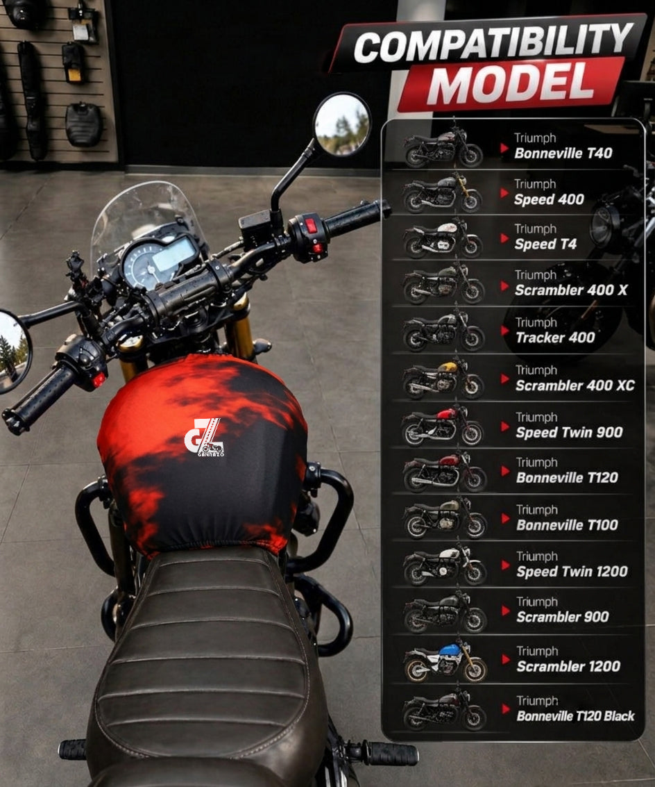 Motorcycle Fuel Tank Cover Dual Shade - Premium Elastic Dustproof & Scratch-Resistant Protector for Triumph Speed 400/400 T4, Scrambler 400 X/XC, Tracker & Thruxton 400 All Models, Red