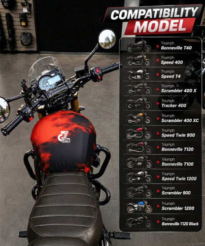 Motorcycle Fuel Tank Cover Dual Shade - Premium Elastic Dustproof & Scratch-Resistant Protector for Triumph Speed 400/400 T4, Scrambler 400 X/XC, Tracker & Thruxton 400 All Models, Red