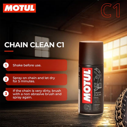 Motul Combo of C2 Chain Lube (400 ml) and C1 Chain Clean for All Bikes (400 ml)