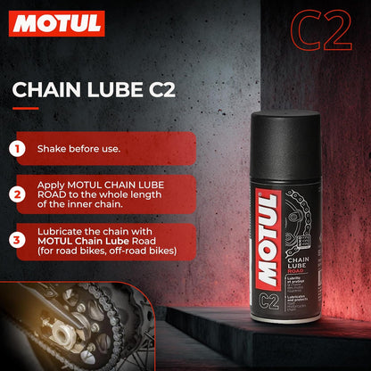 Motul Combo of C2 Chain Lube (400 ml) and C1 Chain Clean for All Bikes (400 ml)