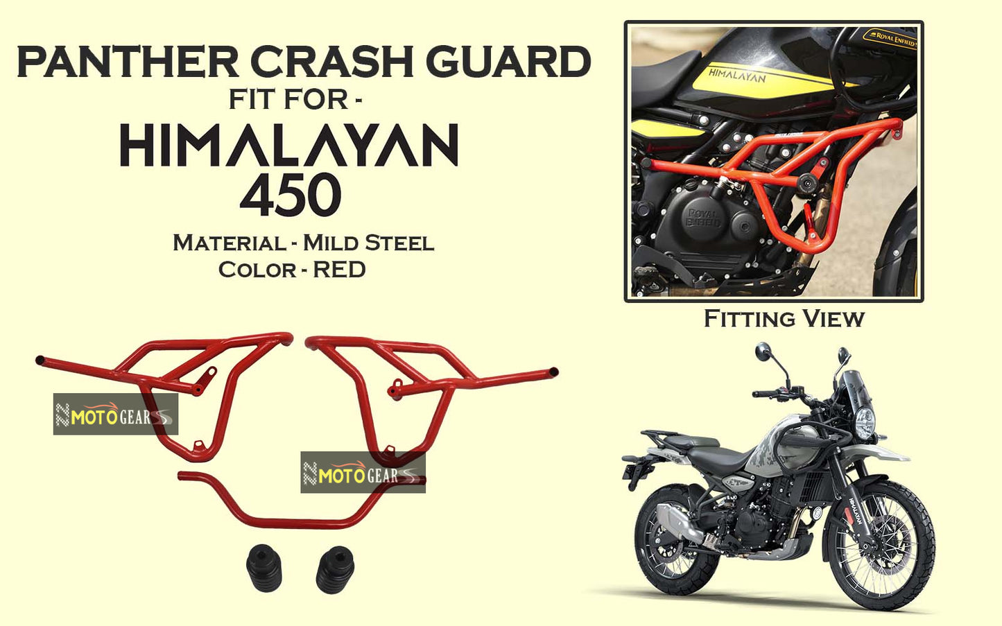 MOTO TORQUE PANTHER CRASH GUARD RED FOR NEW HIMALAYAN 450