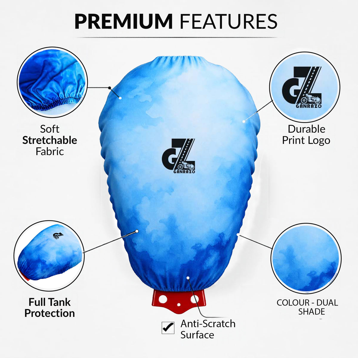 Motorcycle Fuel Tank Cover Dual Shade - Premium Elastic Dustproof & Scratch-Resistant Protector for Triumph Speed 400/400 T4, Scrambler 400 X/XC, Tracker & Thruxton 400 All Models, Blue