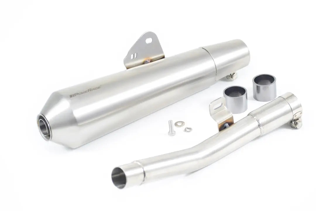 PoweRage Slip-On Exhaust with De-cat pipe Cone type for Royal Enfield Bear 650  – Brushed Finish