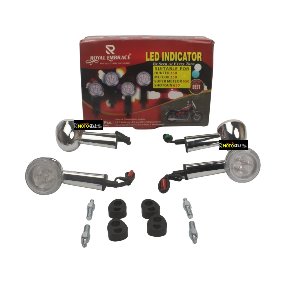Premium LED Indicators for Royal Enfield  Hunter 350, Meteor 350, Super Meteor 650, Shotgun 650 Motorbike Waterproof, High-Brightness, Plug & Play (Set of 4)
