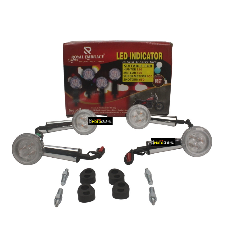 Premium LED Indicators for Royal Enfield  Hunter 350, Meteor 350, Super Meteor 650, Shotgun 650 Motorbike Waterproof, High-Brightness, Plug & Play (Set of 4)