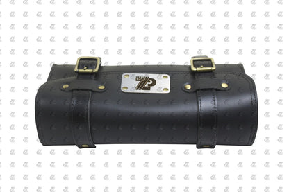 Premium Leather Bike SideRear Saddle Bag Round Style Tool Bag Storage Tool Pouch With2 Strap for Royal Enfield New Classic Reborn & Meteor 350