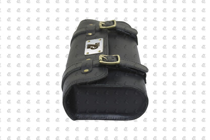 Premium Leather Bike SideRear Saddle Bag Round Style Tool Bag Storage Tool Pouch With2 Strap for Royal Enfield New Classic Reborn & Meteor 350