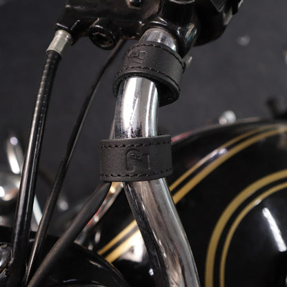 Premium Leather Handlebar Cable Wrap for Motorcycles  Wire Management & Protection Cover  Universal Fit  Set of 4  (Black)