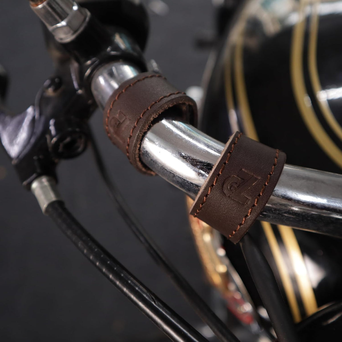 Premium Leather Handlebar Cable Wrap for Motorcycles  Wire Management & Protection Cover  Universal Fit  Set of 4  (Brown)