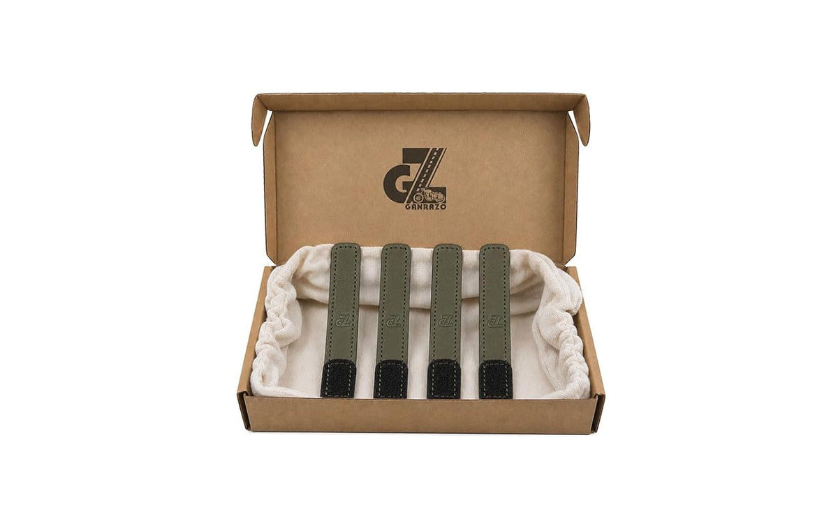 Premium Leather Handlebar Cable Wrap for Motorcycles | Wire Management & Protection Cover | Universal Fit | Set of 4 | (Olive)