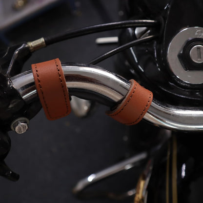 Premium Leather Handlebar Cable Wrap for Motorcycles  Wire Management & Protection Cover  Universal Fit  Set of 4  (Tan)