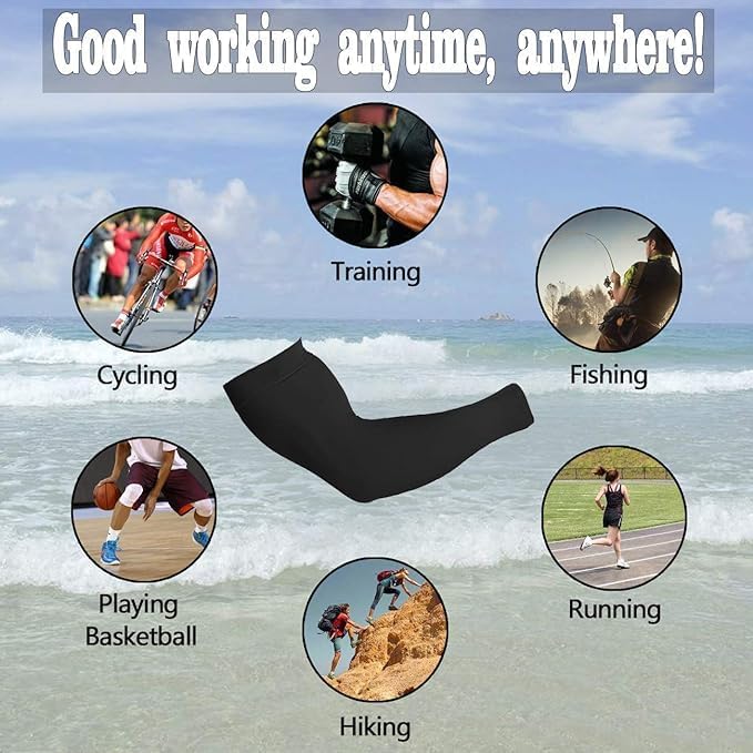 Protection Arm Sleeves Protect From Sun And Tanning Must Have For Every Sports Person & Every Person Color Black