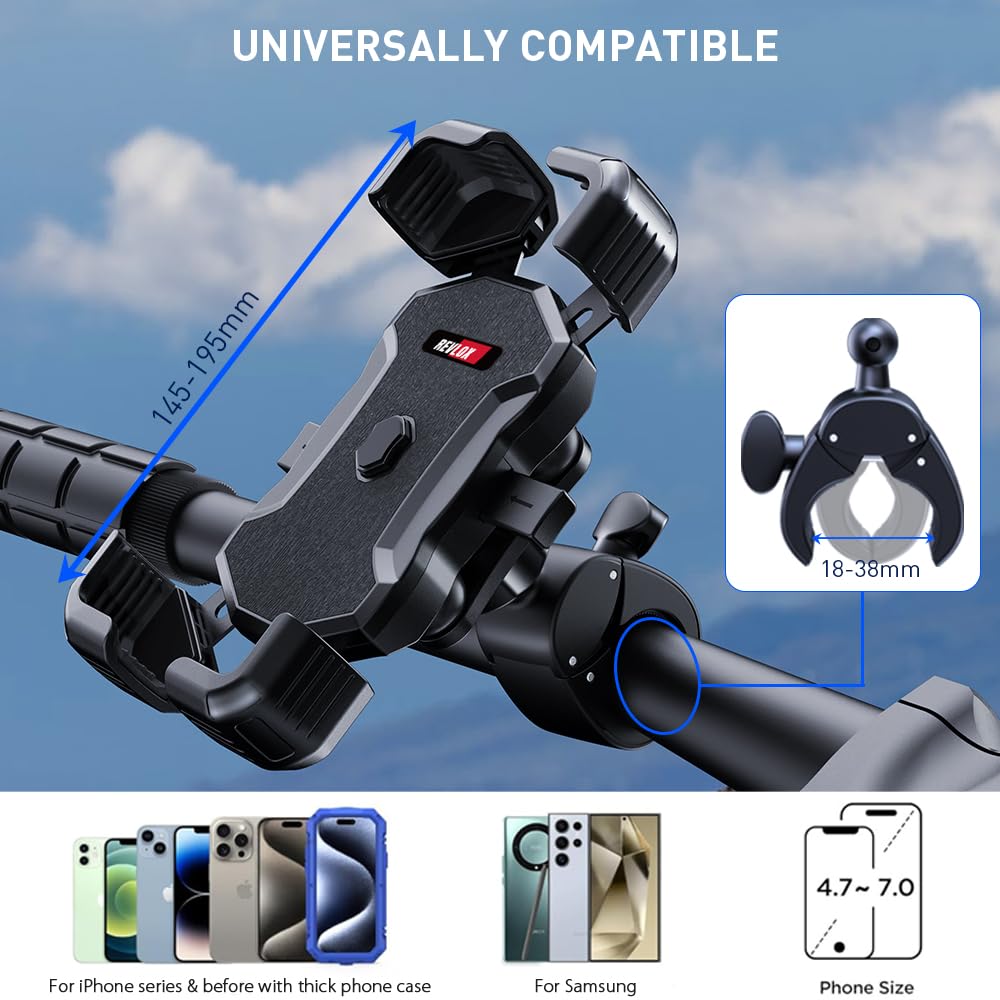 REVLOX FlexPro Motorcycle Mobile Mount/Mobile Holder with Vibration Dampener