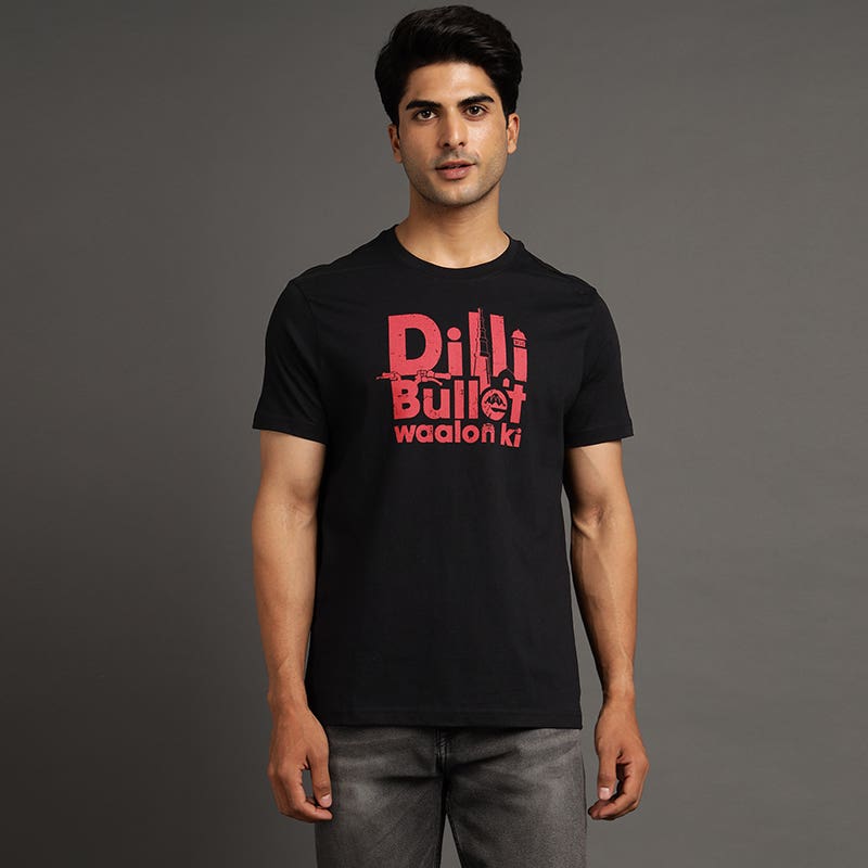 ROYAL ENFIELD DILLI BULLET WALLON KI TSHIRT BLACK