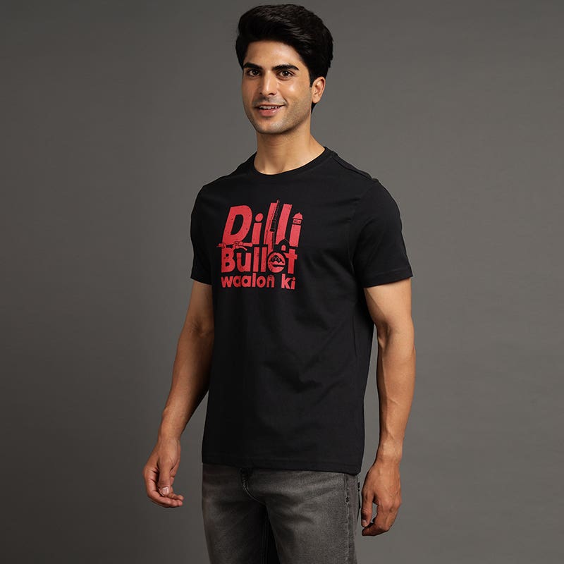 ROYAL ENFIELD DILLI BULLET WALLON KI TSHIRT BLACK