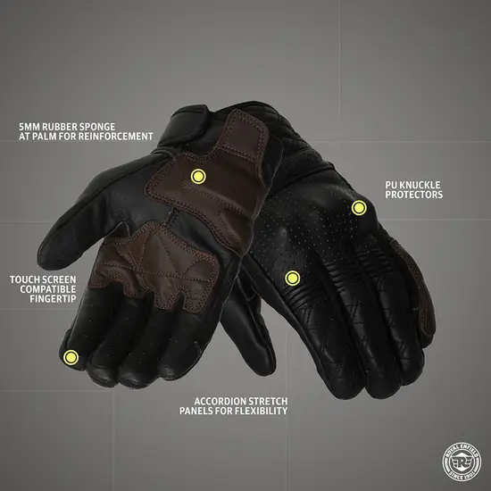 ROYAL ENFIELD BRAVADO GLOVES BLACK & BROWN
