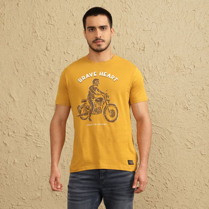 ROYAL ENFIELD BRAVEHEART MEN'S T SHIRT MUSTARD