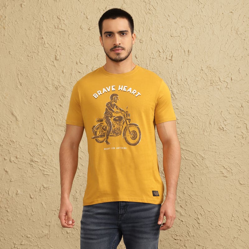 ROYAL ENFIELD BRAVEHEART MEN'S T SHIRT MUSTARD