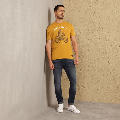 ROYAL ENFIELD BRAVEHEART MEN'S T SHIRT MUSTARD