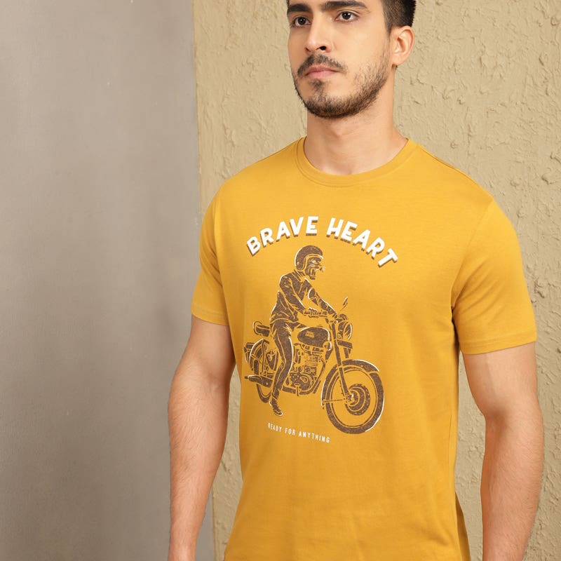 ROYAL ENFIELD BRAVEHEART MEN'S T SHIRT MUSTARD