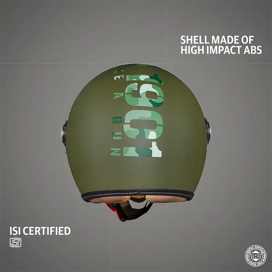 ROYAL ENFIELD CHOPPER MLG CAMO HELMET WITH CLEAR VISOR BATTLE GREEN