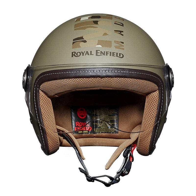 ROYAL ENFIELD CHOPPER MLG CAMO HELMET WITH CLEAR VISOR DESERT STORM