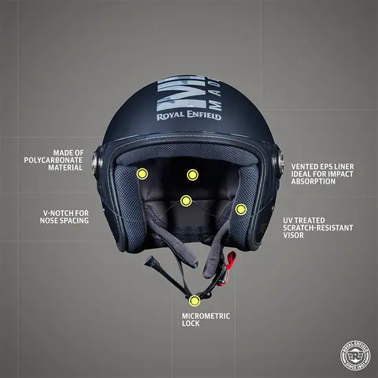 ROYAL ENFIELD CHOPPER MLG CAMO HELMET WITH CLEAR VISOR MATT BLACK