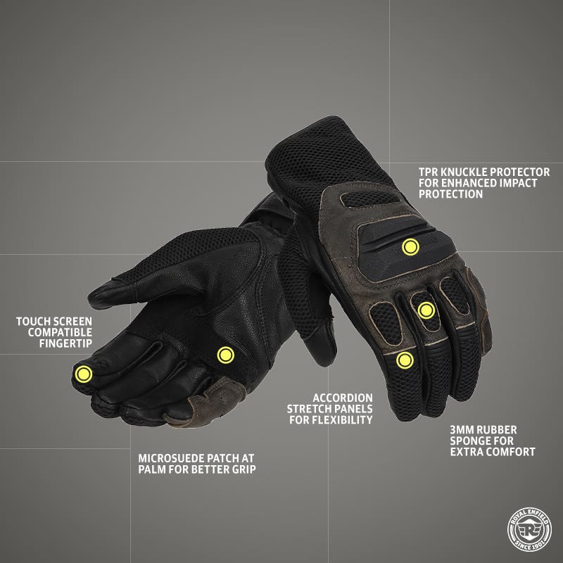ROYAL ENFIELD CRAGSMAN GLOVES BLACK & BROWN