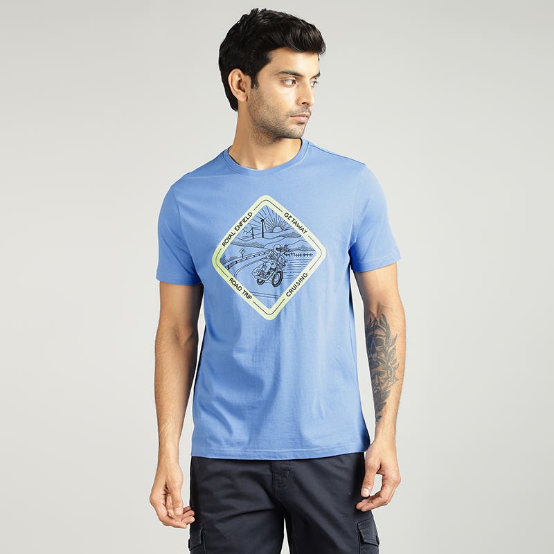 ROYAL ENFIELD CRUISING GETAWAY T SHIRT BLUE