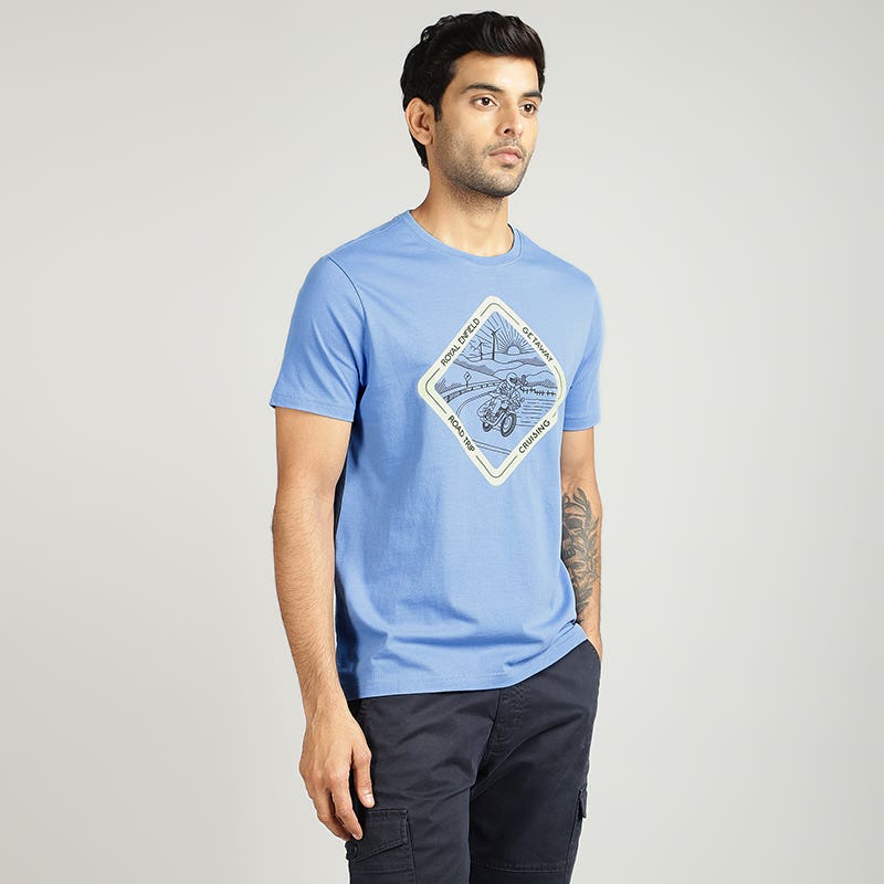 ROYAL ENFIELD CRUISING GETAWAY T SHIRT BLUE