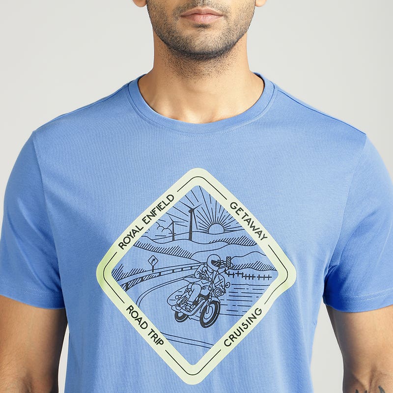 ROYAL ENFIELD CRUISING GETAWAY T SHIRT BLUE