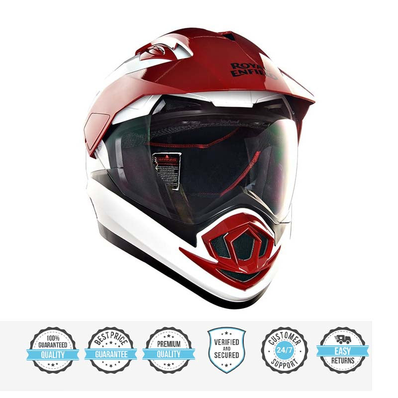 ROYAL ENFIELD ESCAPADE HELMET WITH CLEAR VISOR WHITE & RED