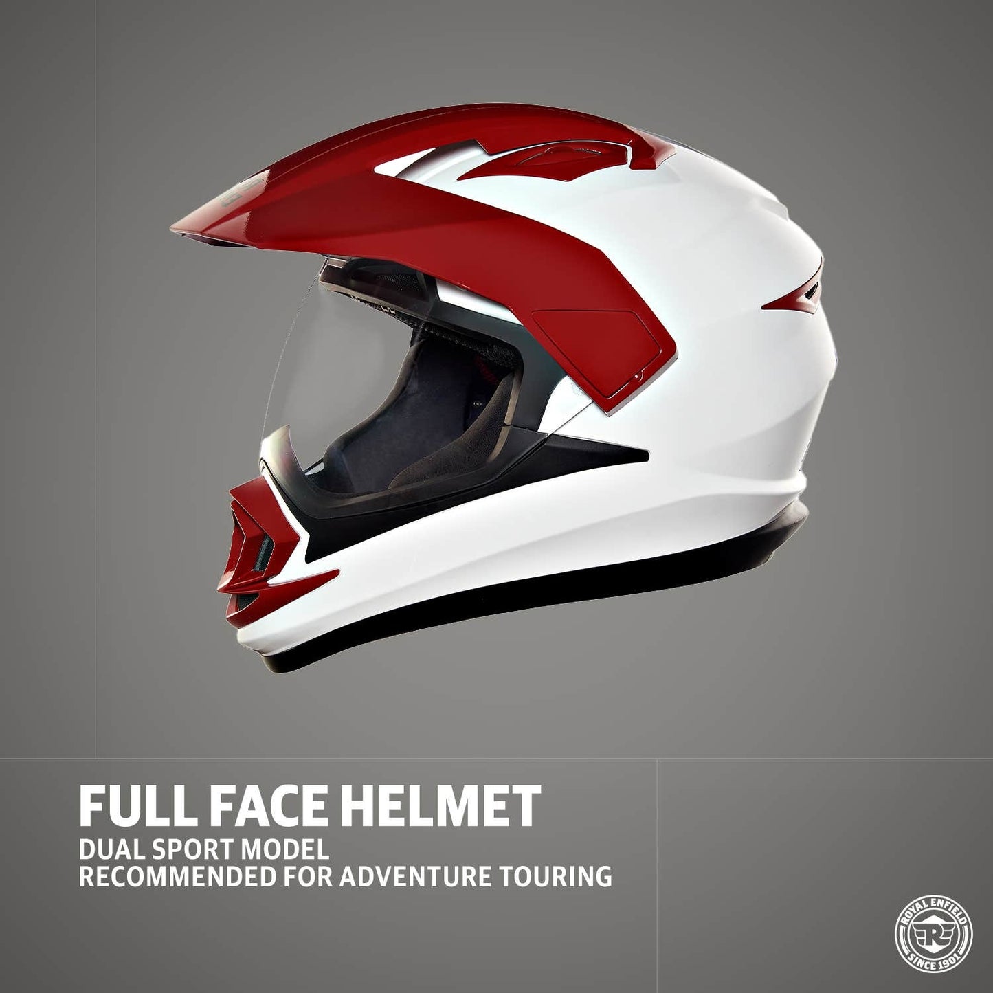 ROYAL ENFIELD ESCAPADE HELMET WITH CLEAR VISOR WHITE & RED