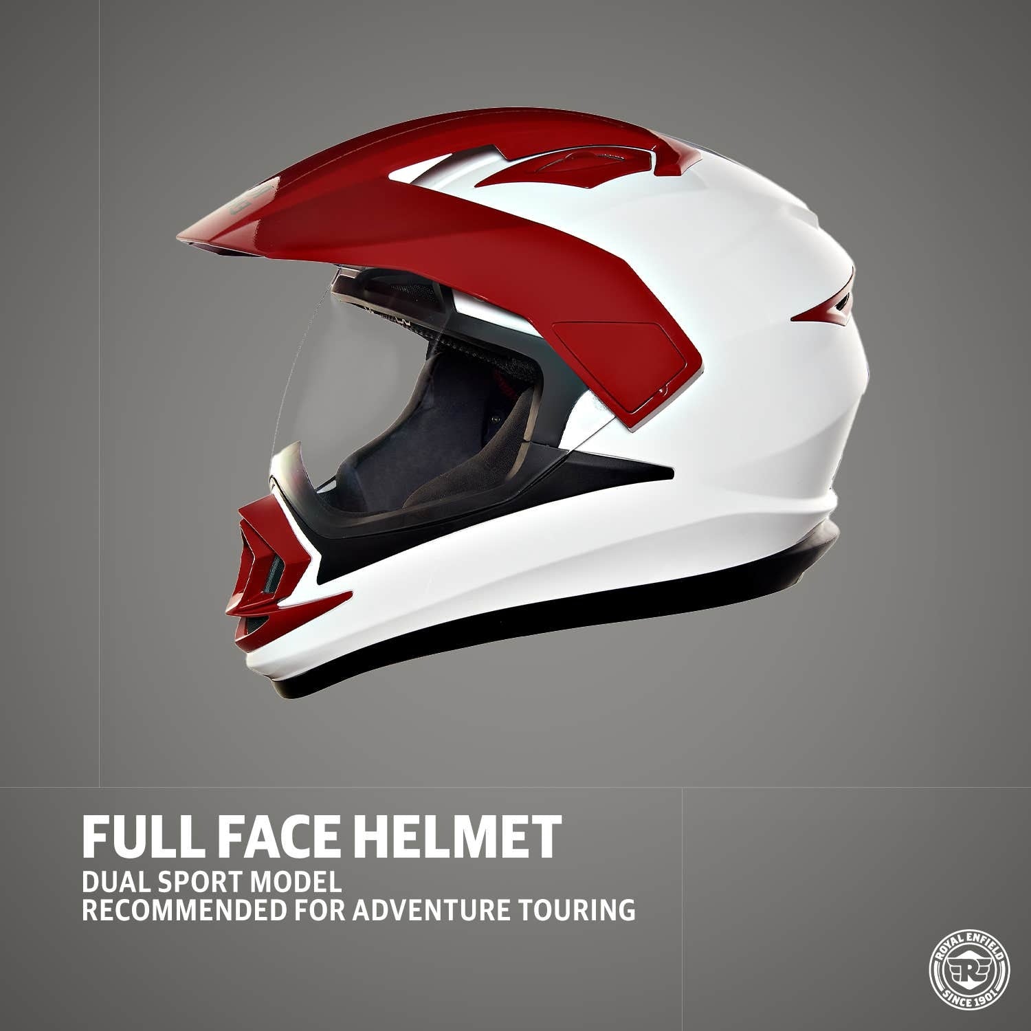 ROYAL ENFIELD ESCAPADE HELMET WITH CLEAR VISOR WHITE & RED