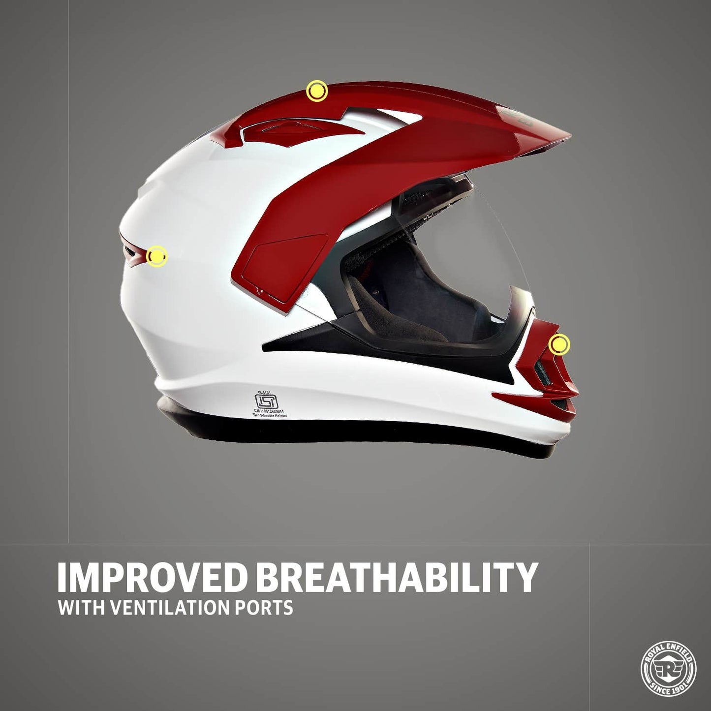 ROYAL ENFIELD ESCAPADE HELMET WITH CLEAR VISOR WHITE & RED