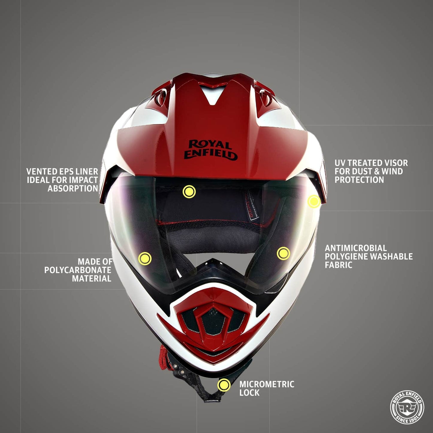 ROYAL ENFIELD ESCAPADE HELMET WITH CLEAR VISOR WHITE & RED
