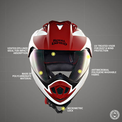 ROYAL ENFIELD ESCAPADE HELMET WITH CLEAR VISOR WHITE & RED